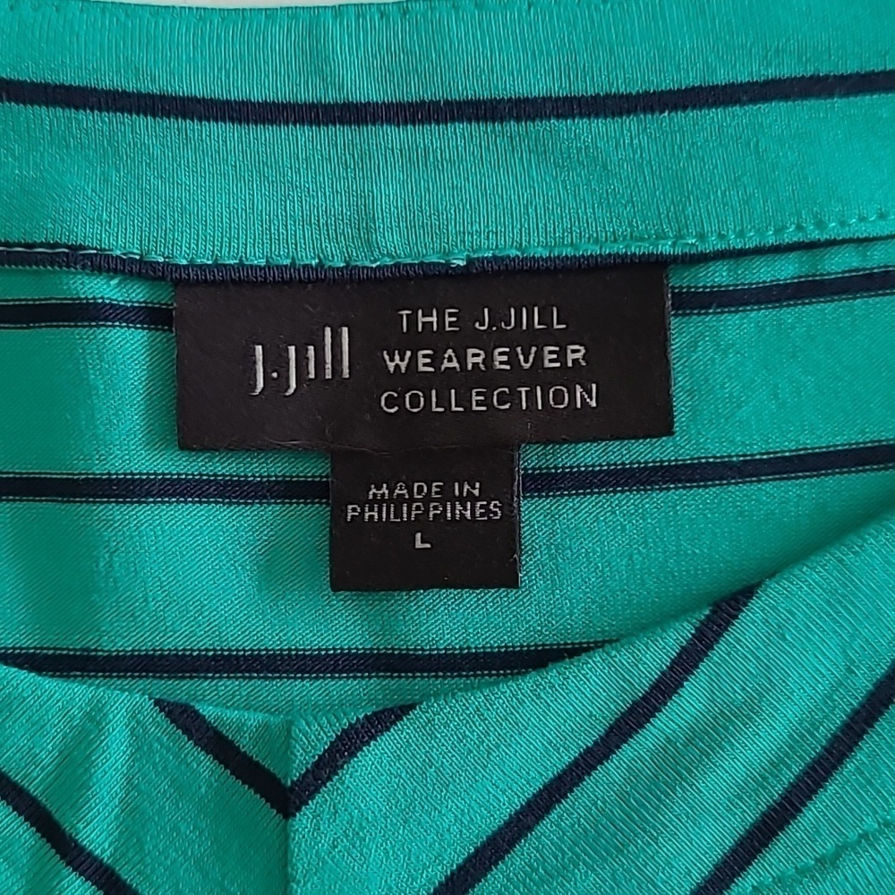 J. Jill Turquoise Striped Sleeveless Top/Tunic size Large - Picture 3 of 8